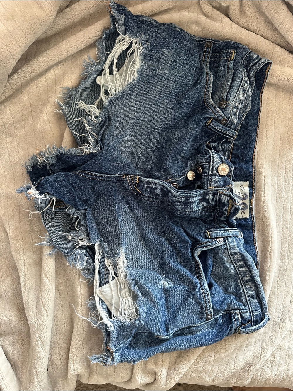 We The Free Distressed Blue Denim Jean Shorts